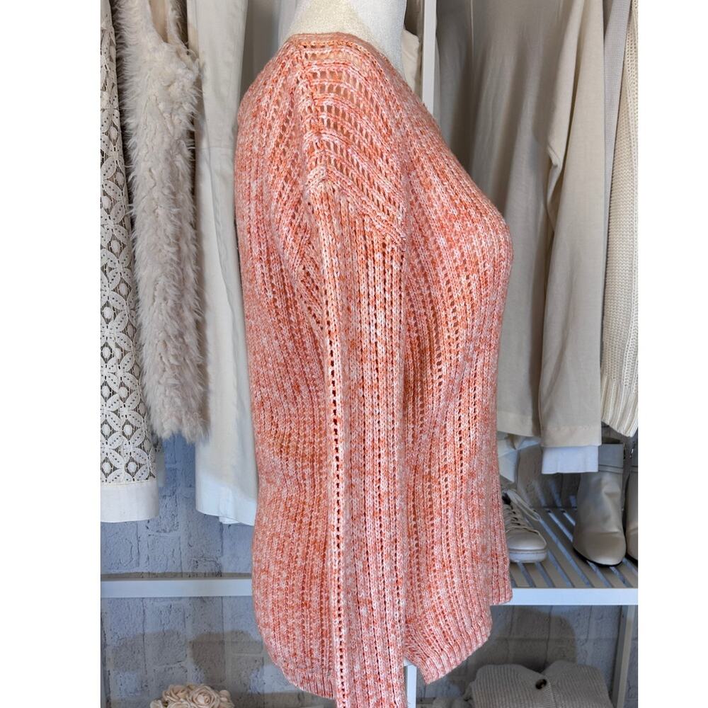 Talbot's Women's Size S Petite Peachy Orange Open Knit Pullover Sweater #0140 - Picture 2 of 7